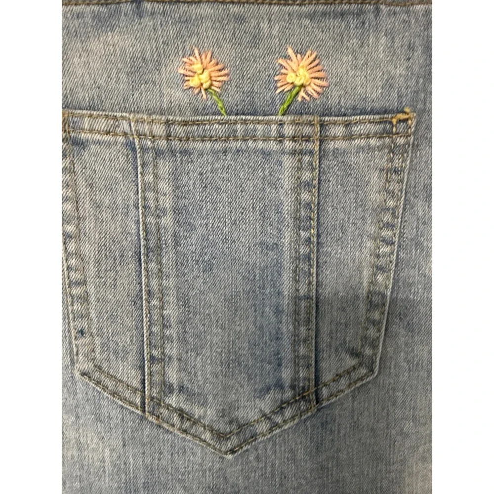 Upcycled Denim Prairie Overall Dress Cottagecore Boho Patchwork Midi Polka dot - Picture 3 of 6